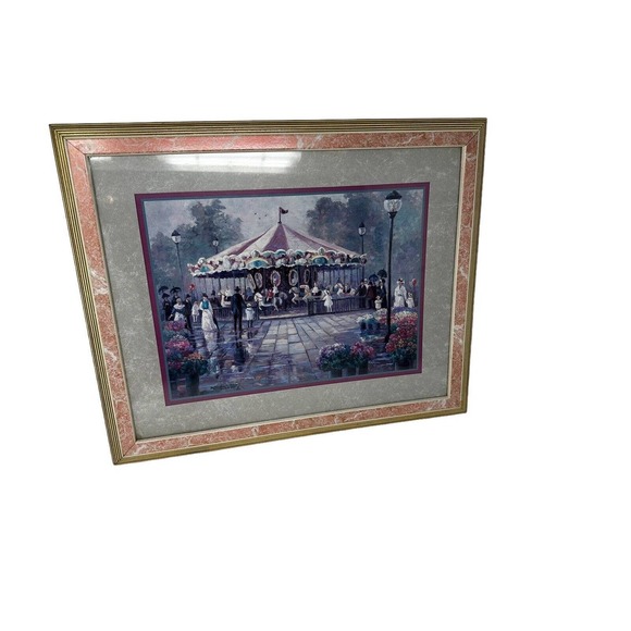 Other - Victorian Framed Art Carousel Paris by Bettie Hebert Felder Print Wall Decor